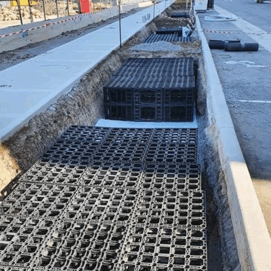 concrete slab on the roadside